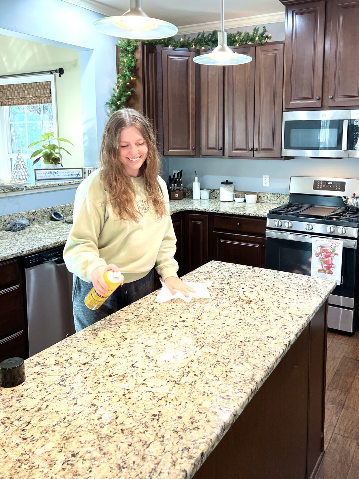 How To Clean Granite Countertops The Best Kitchen Countertop Cleaner Its Rebecca Lynn 0090